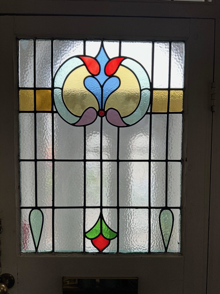 Commission stained glass door edwardian medallion