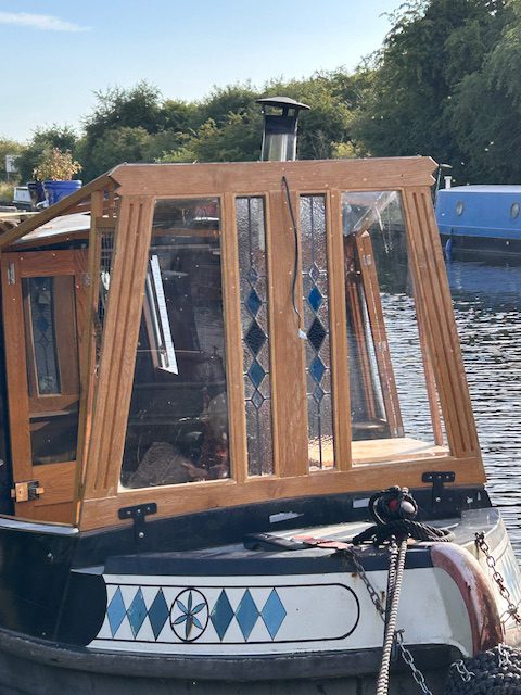 Commission stained glass narrowboat roof installed