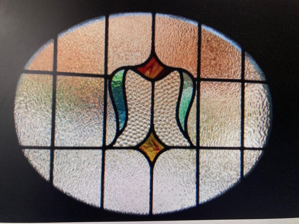 Commission stained glass oval art nouveau motif