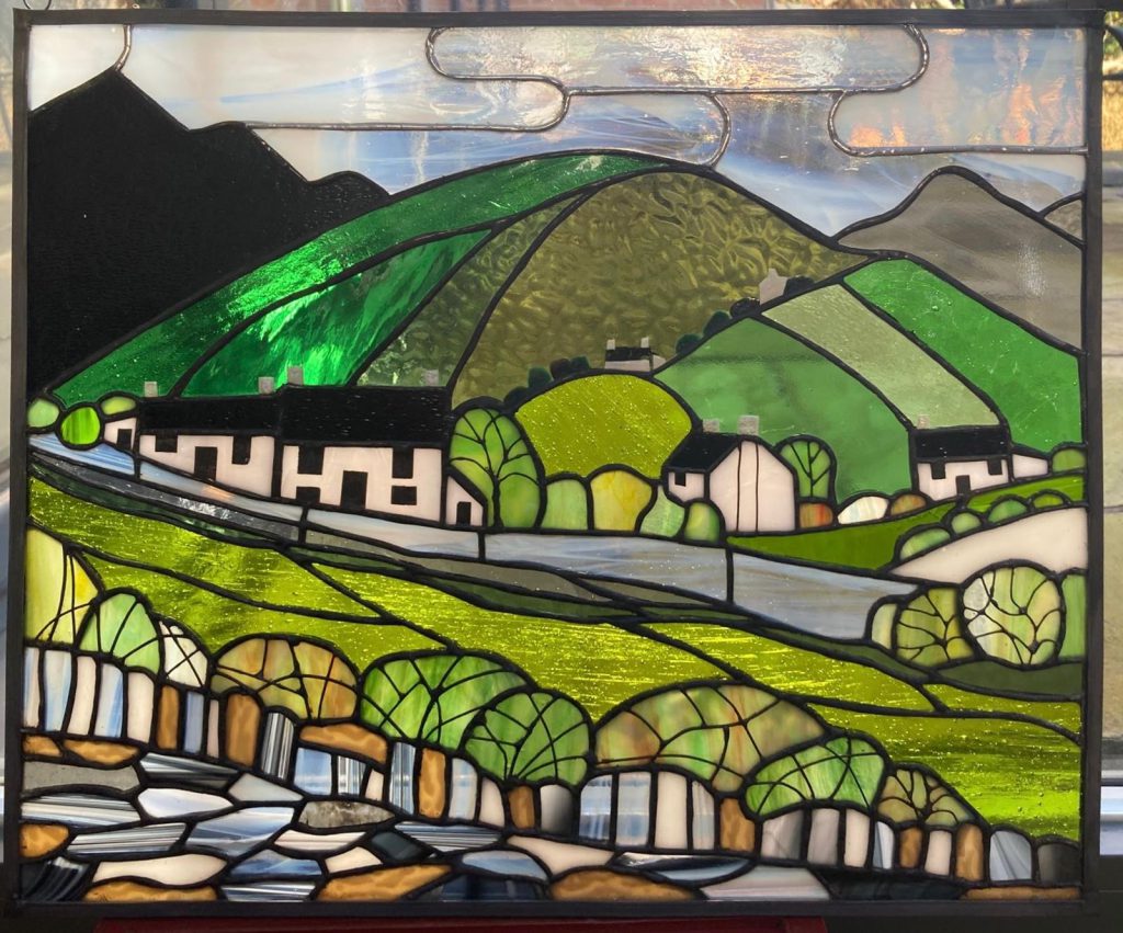 Commission stained glass rural landscape