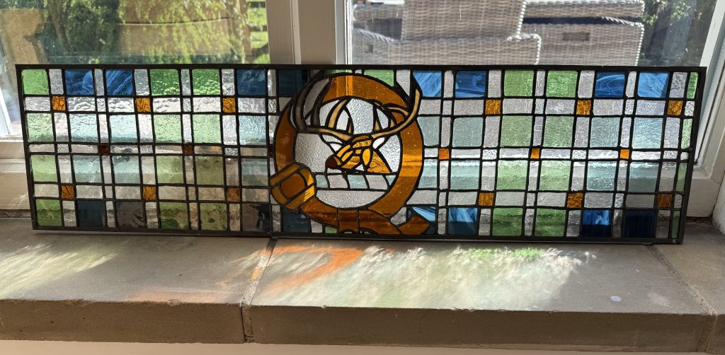 Commission stained glass victorian transom monogram q