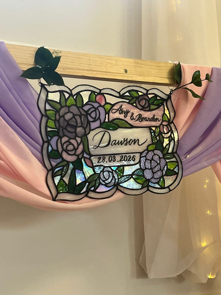 Commission stained glass wedding panel