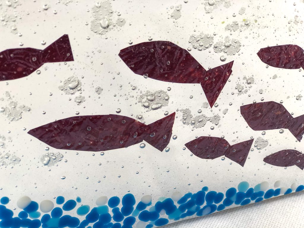 Fused glass fish shoal suncatcher