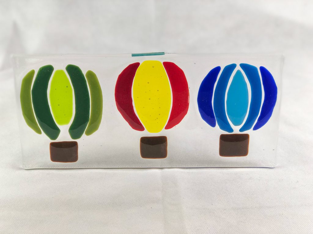 Fused glass panel hot air balloons