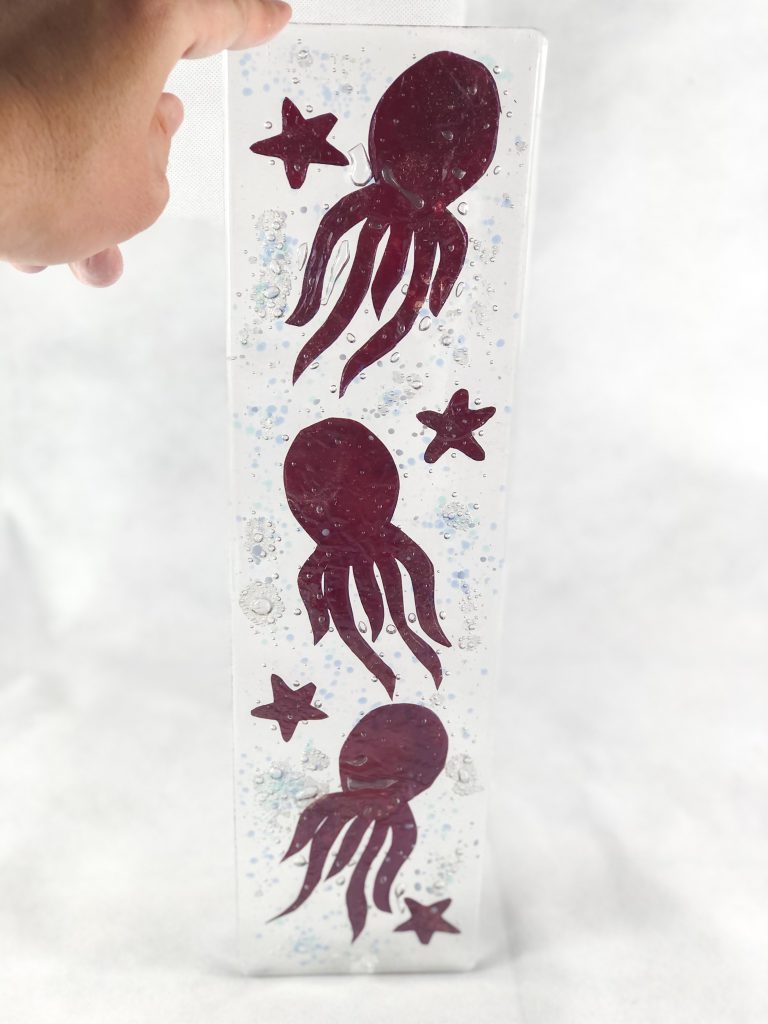 Fused glass panel octopus starfish