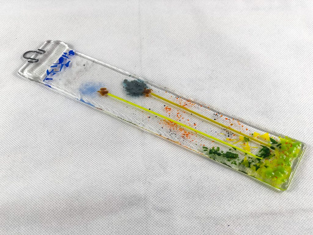 Fused glass plant stake meadow