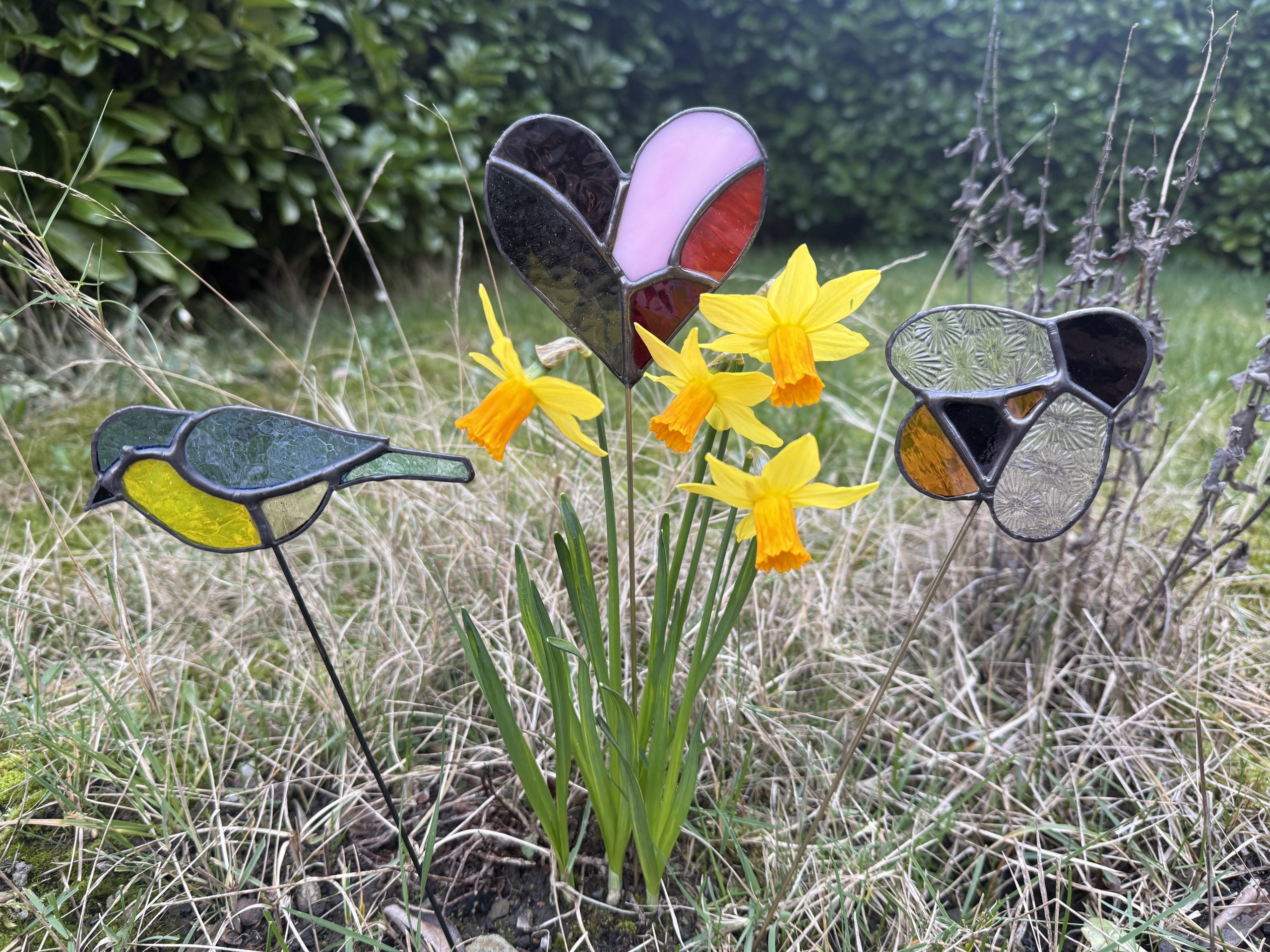 Stained glass daffodil plant stakes