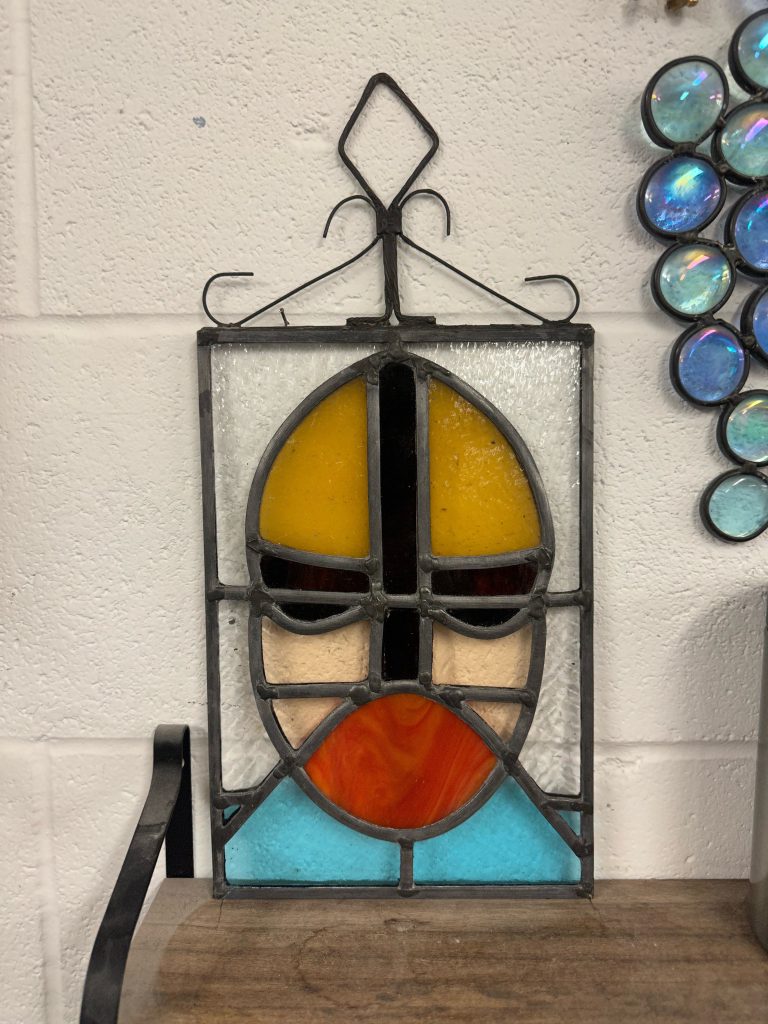 Stained glass abstract figure suncatcher