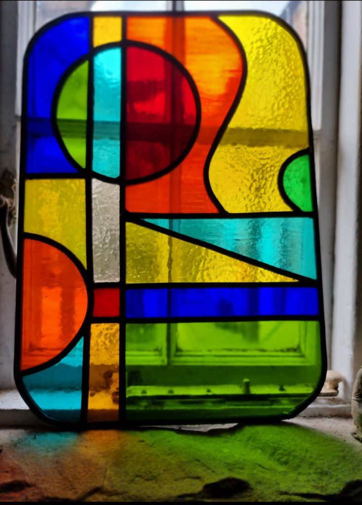 Stained glass abstract geometric bold rainbow