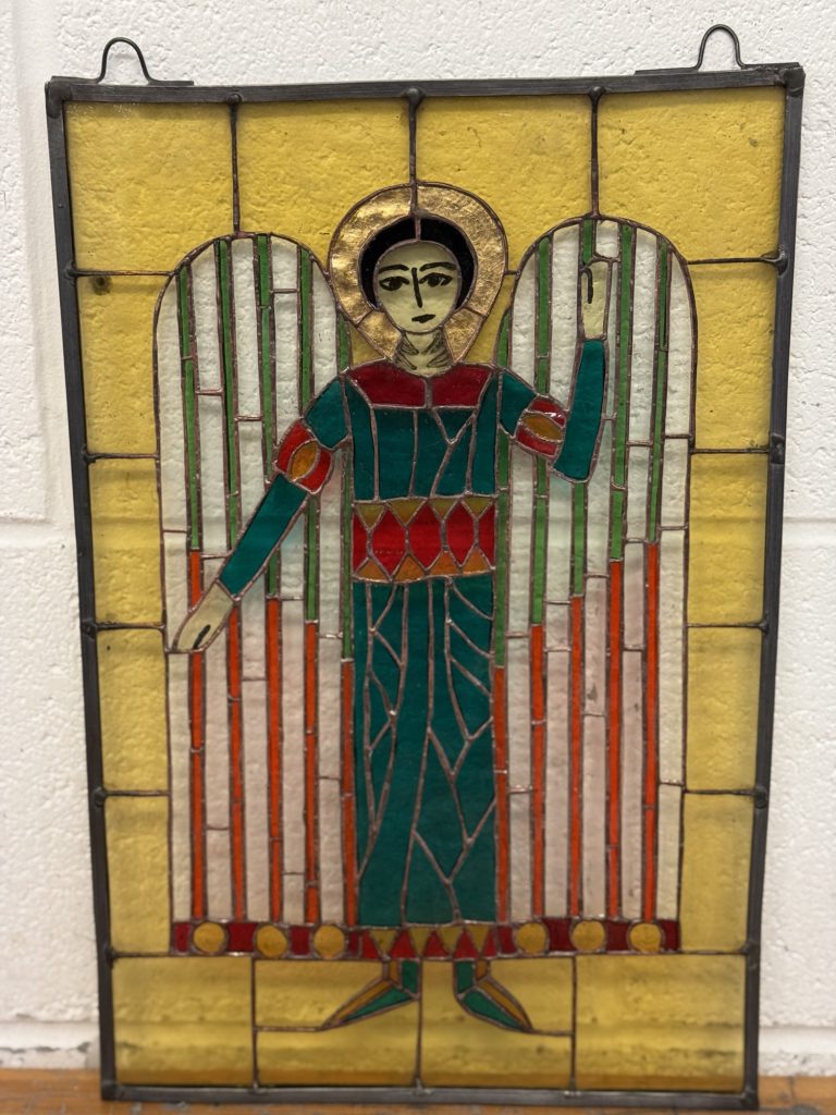 Stained glass angel byzantine panel