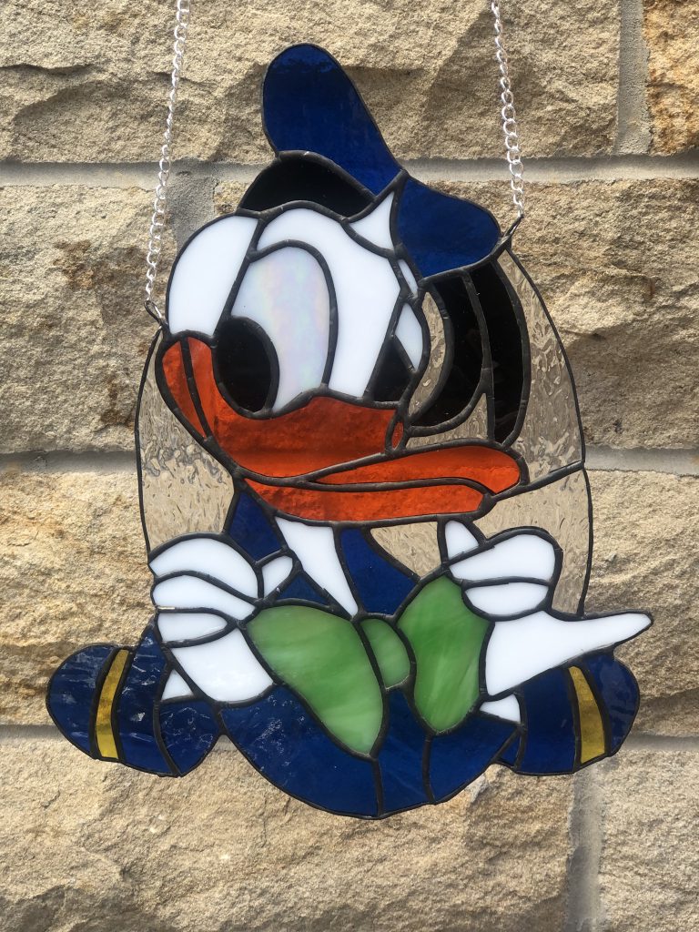 Stained glass cartoon duck suncatcher