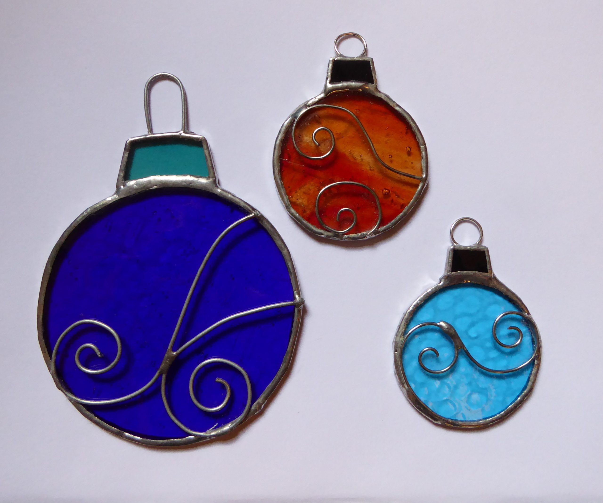 Set of stained glass Christmas baubles