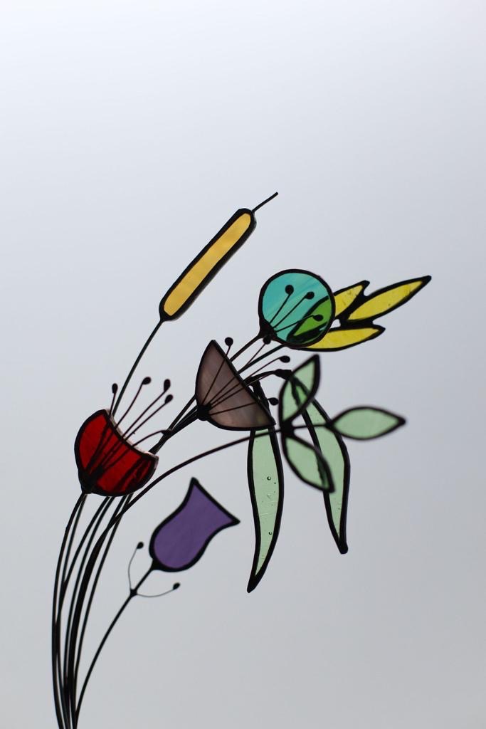 stained-glass-flower-stakes-wildflower-bouquet