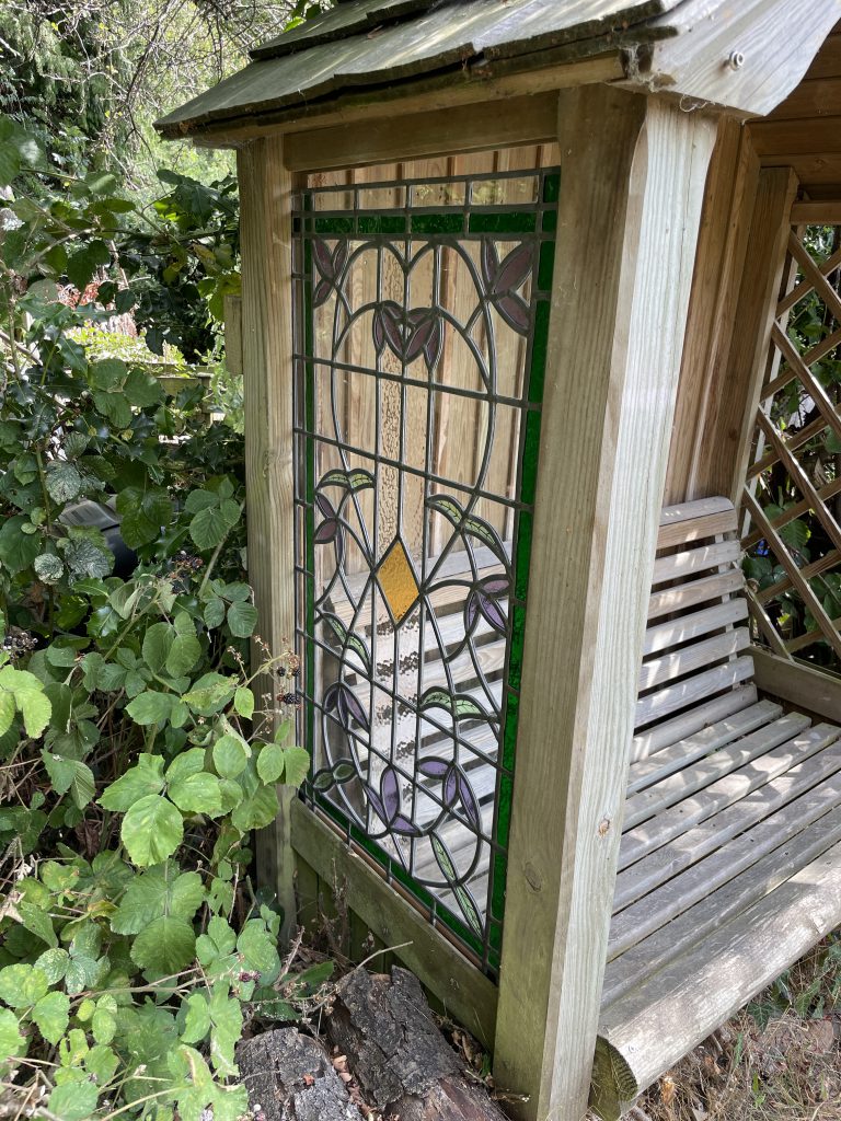 Stained glass gazebo art nouveau installed