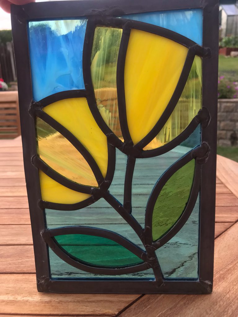 Stained glass lemons citrus panel