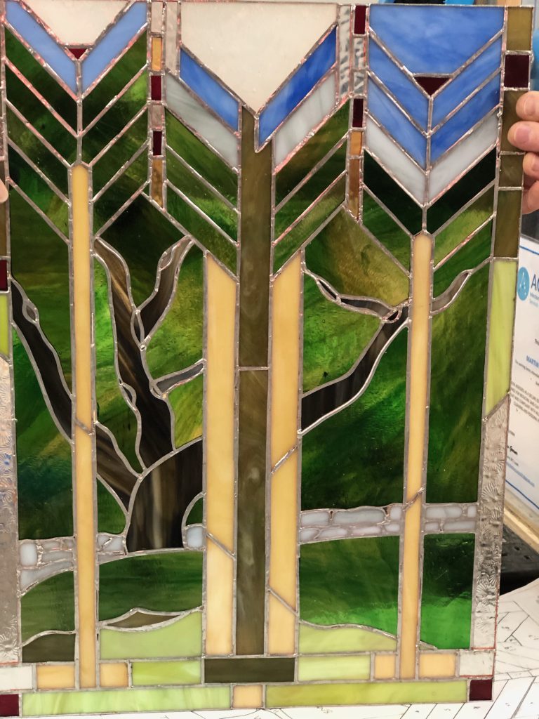Stained glass prairie style landscape panel