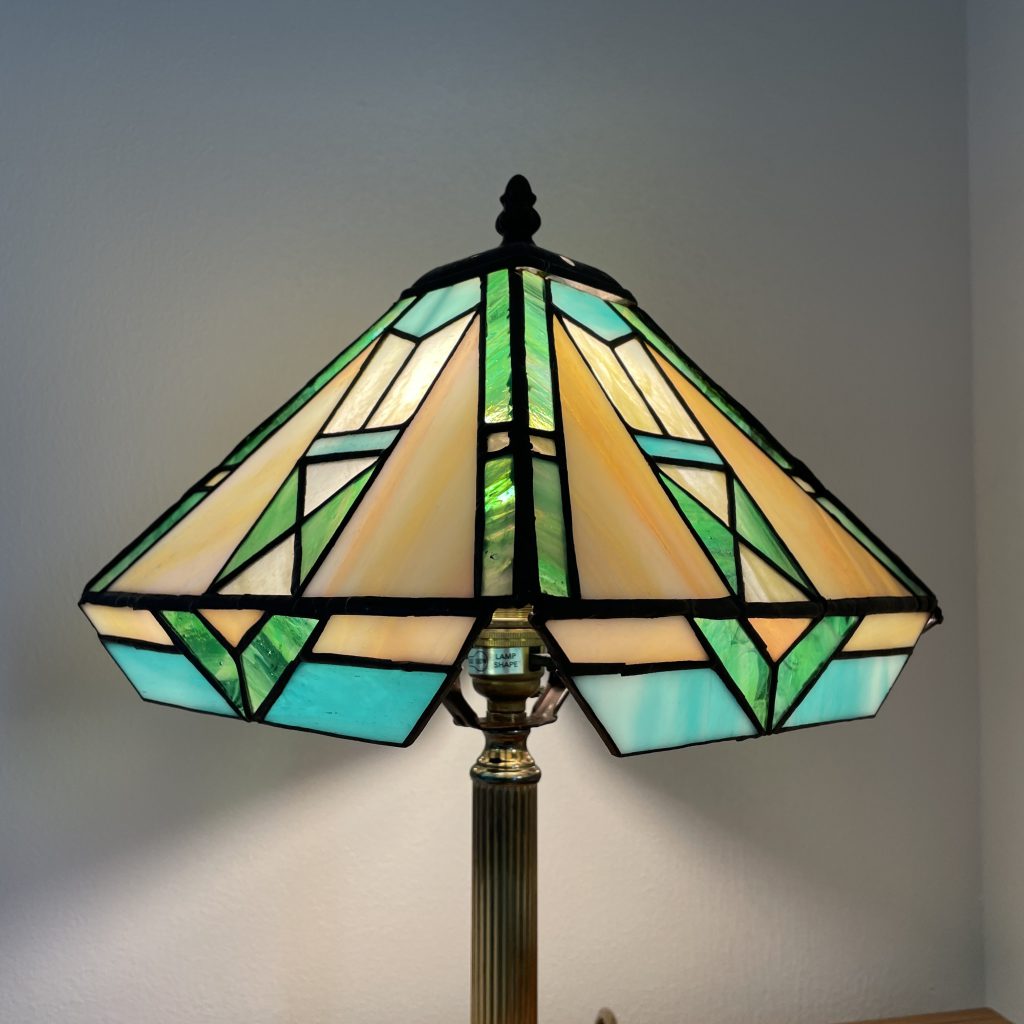 Stained glass tiffany art deco lamp teal