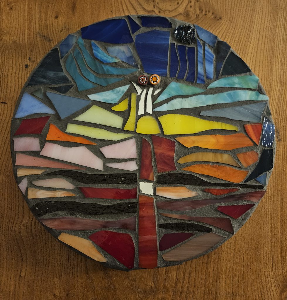 Student mosaic circular lighthouse sunset
