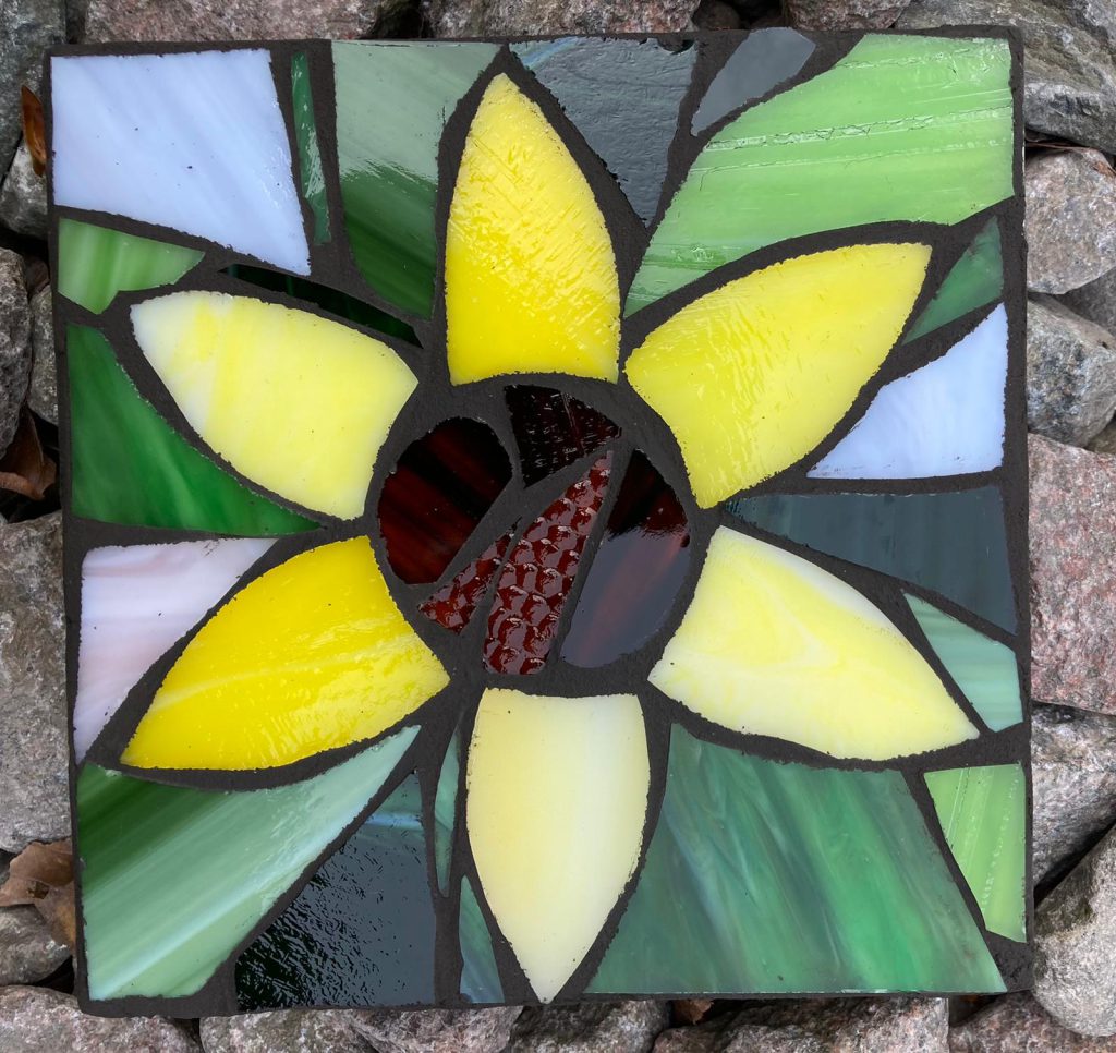 Student mosaic sunflower panel