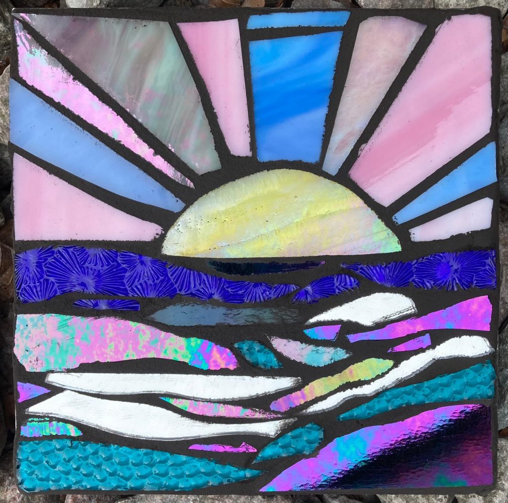 Student mosaic sunset seascape