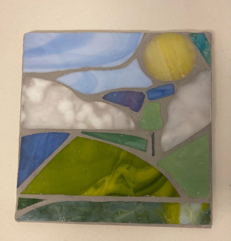Student mosaic tile heart purple orange frame
