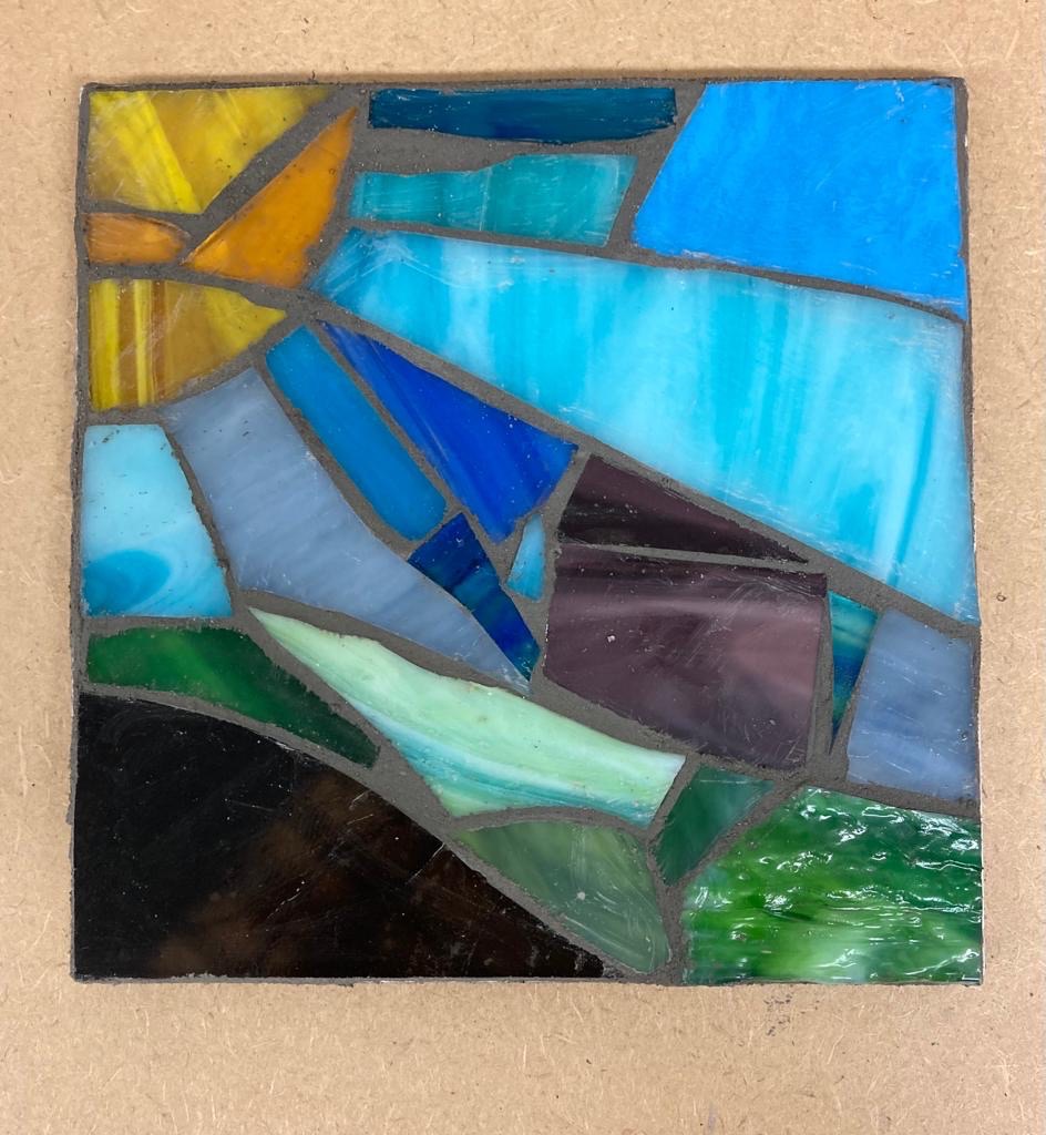 Student mosaic tile landscape sunshine green