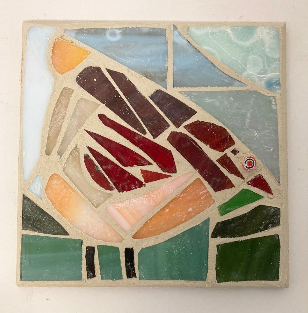 Student mosaic tile robin bird square
