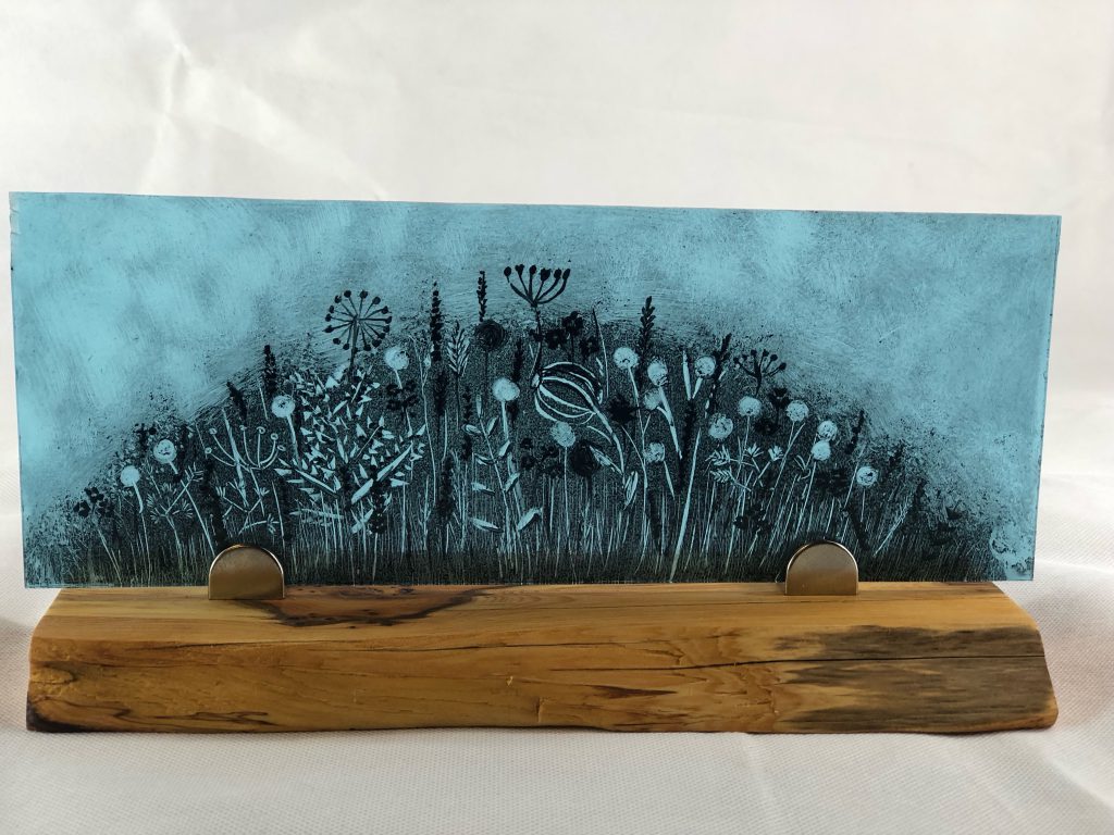 Student painted glass wildflower meadow teal panoramic