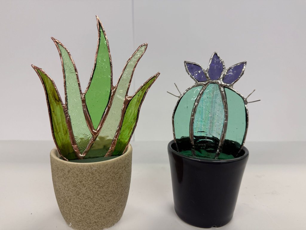 student-stained-glass-cactus-aloe-barrel-teal-purple