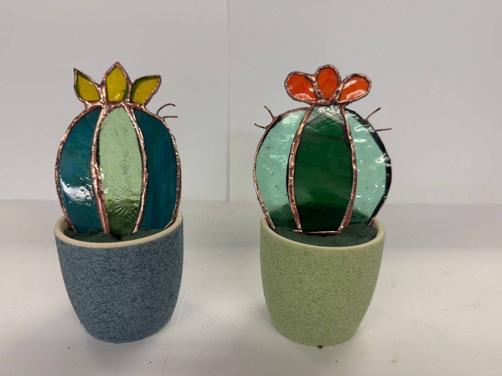 student-stained-glass-cactus-barrel-pair-teal-blue