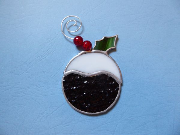 Stained glass Christmas pudding decoration