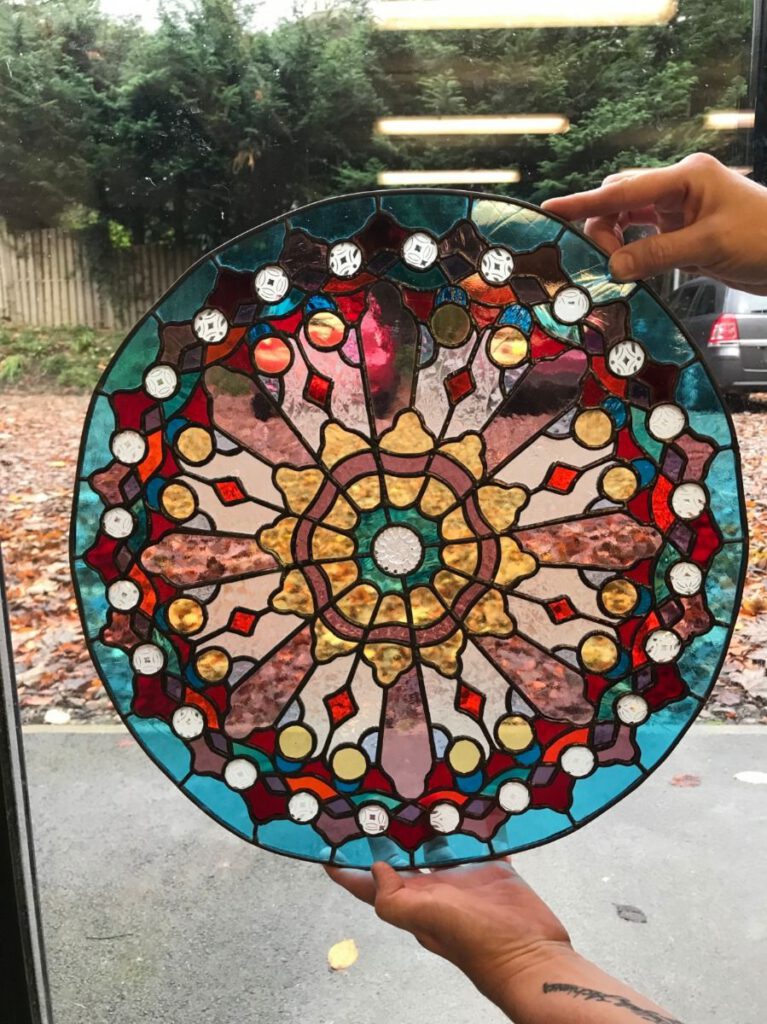 Commission rose window mandala panel
