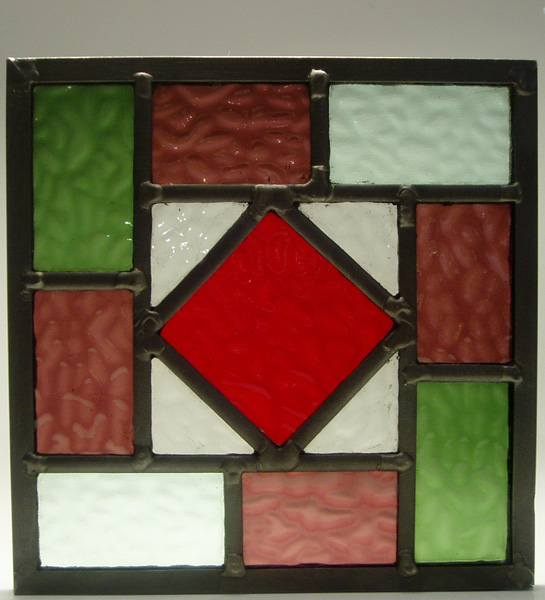 Red diamond stained glass light catcher