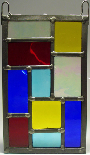 Blue rectangular stained glass light catcher