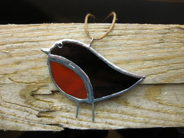 Stained glass robin suncatcher