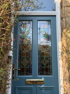 Student stained glass - leaded door panel exterior