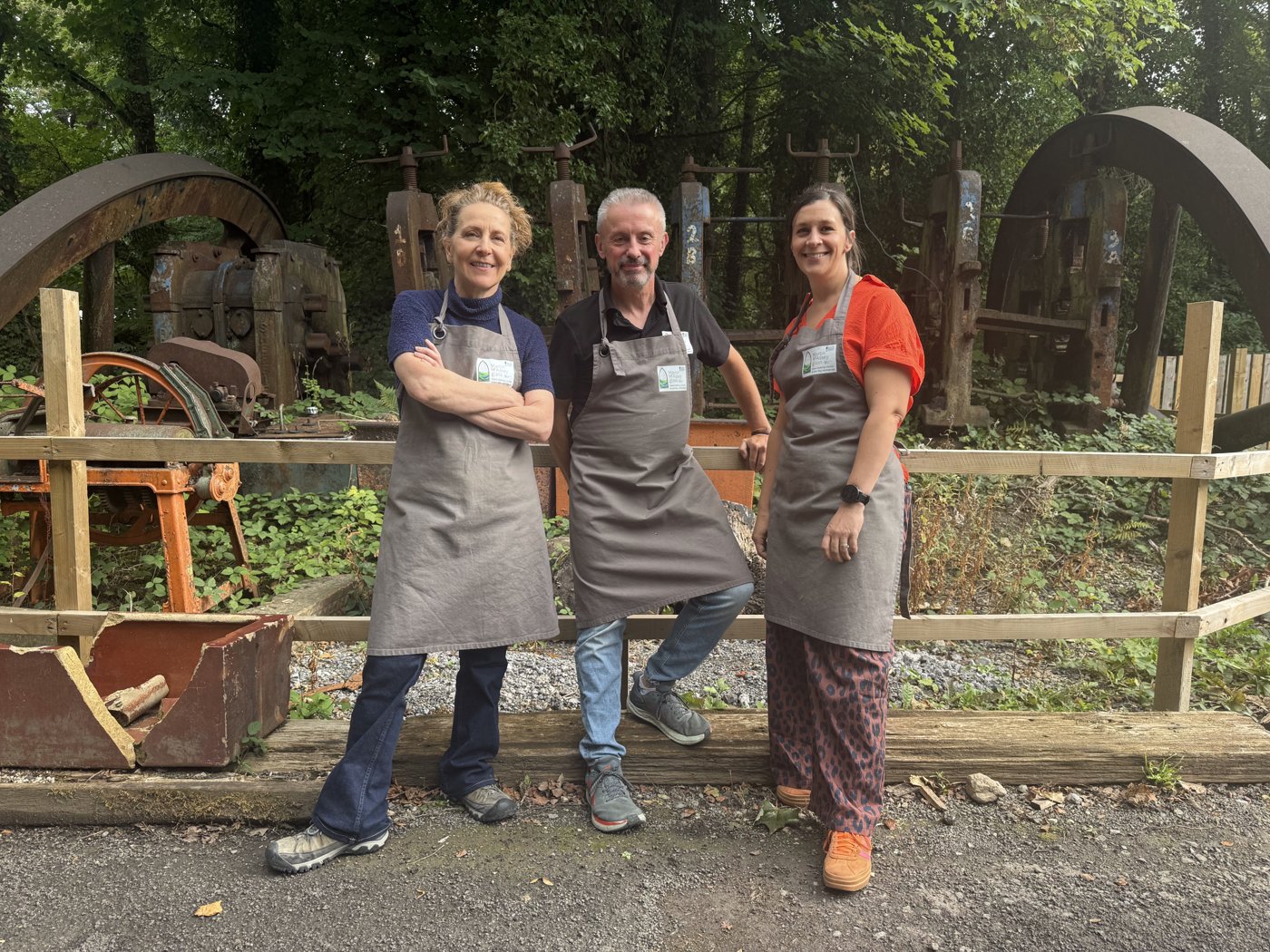 Martin McAssey, Kate Billington and Laura Mella — stained glass tutors at Martin McAssey Glass, Sheffield