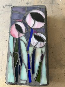 Student mosaic poppy flowers block